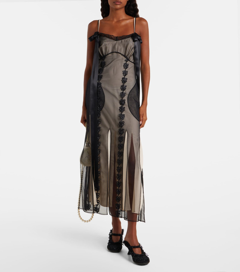Simone Rocha Lace-trimmed sheer midi dress outlook