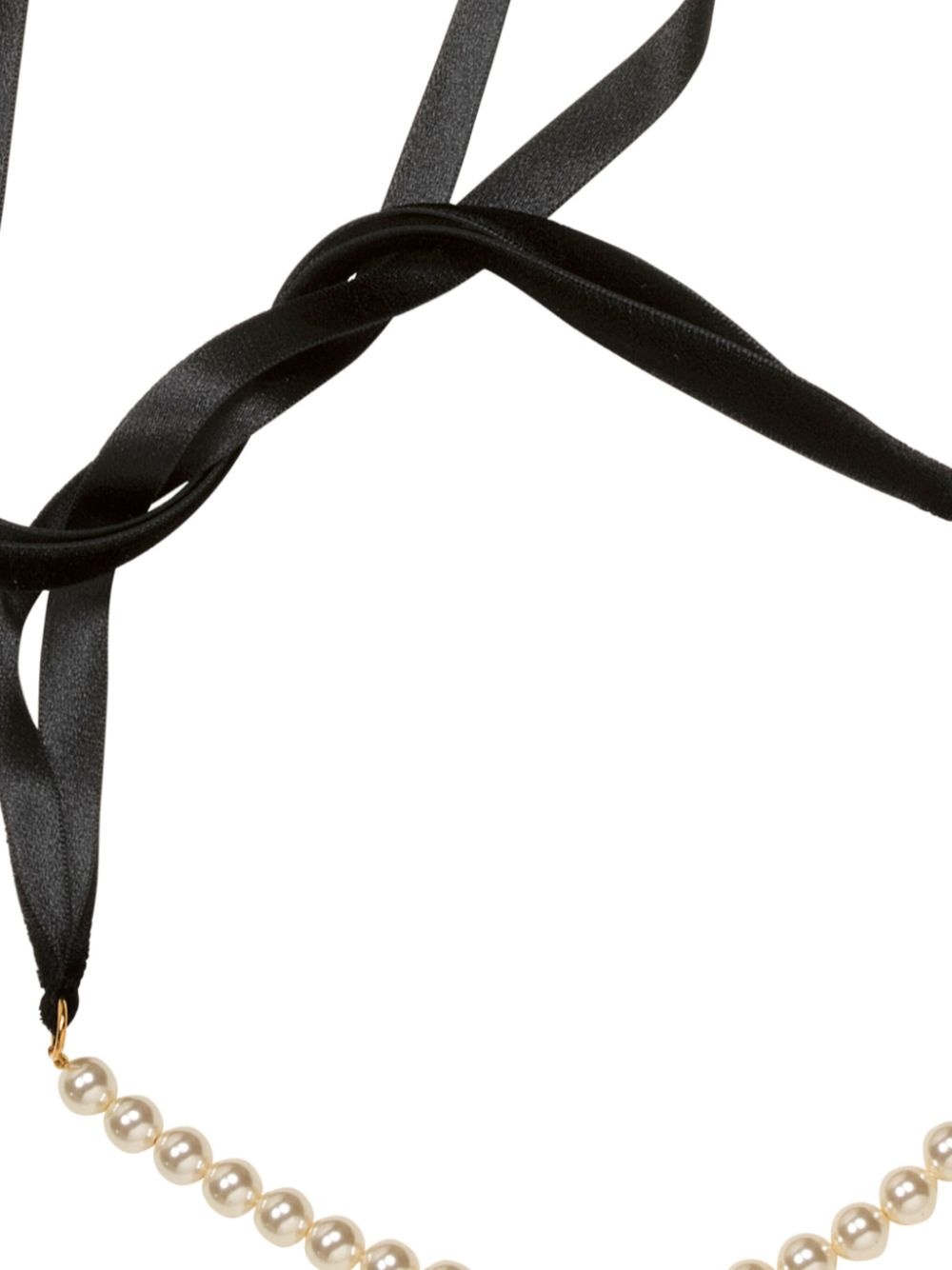 pearl ribbon-tie necklace - 3