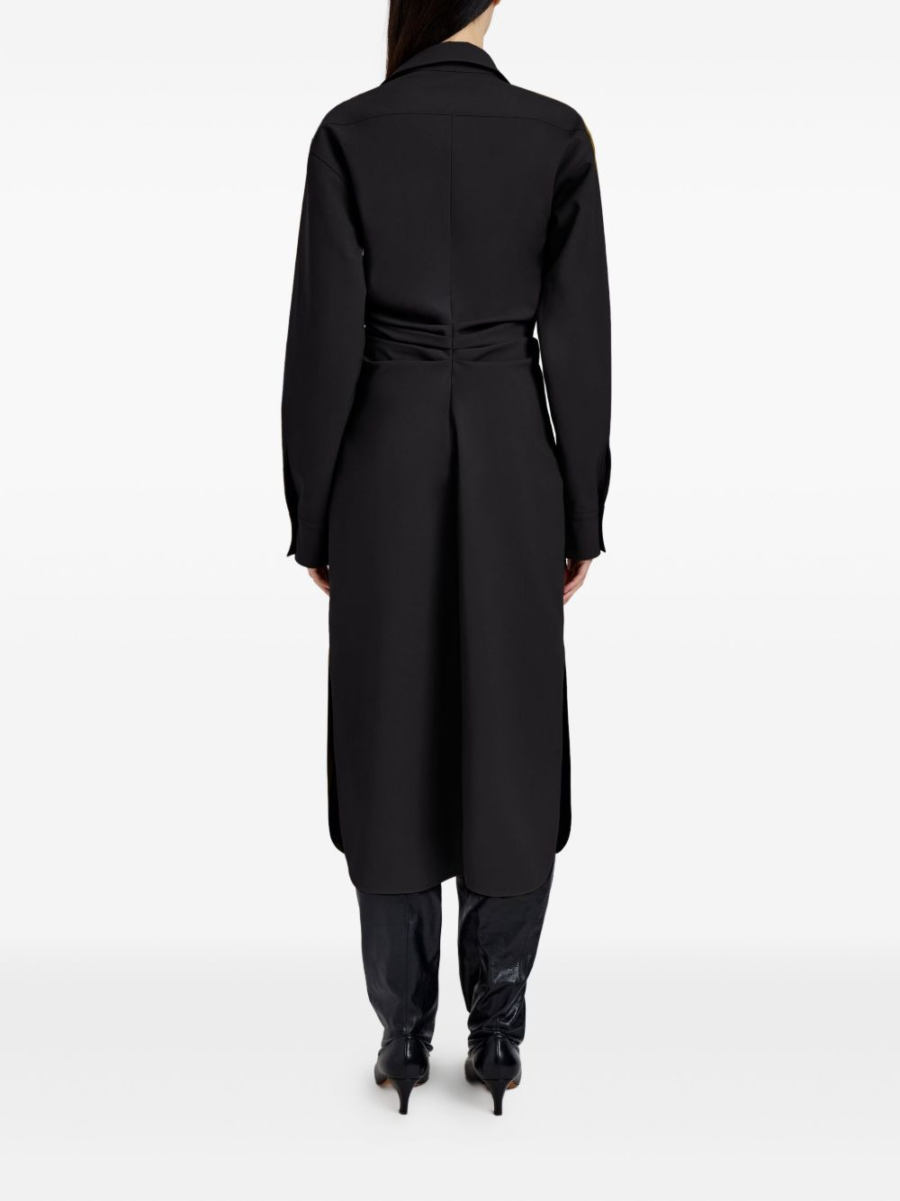 buttoned-down cinched shirt midi day dress - 4