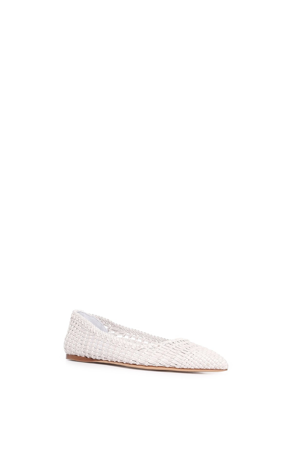 Aurora Braided Flat Shoe in Pearlized White Leather - 2