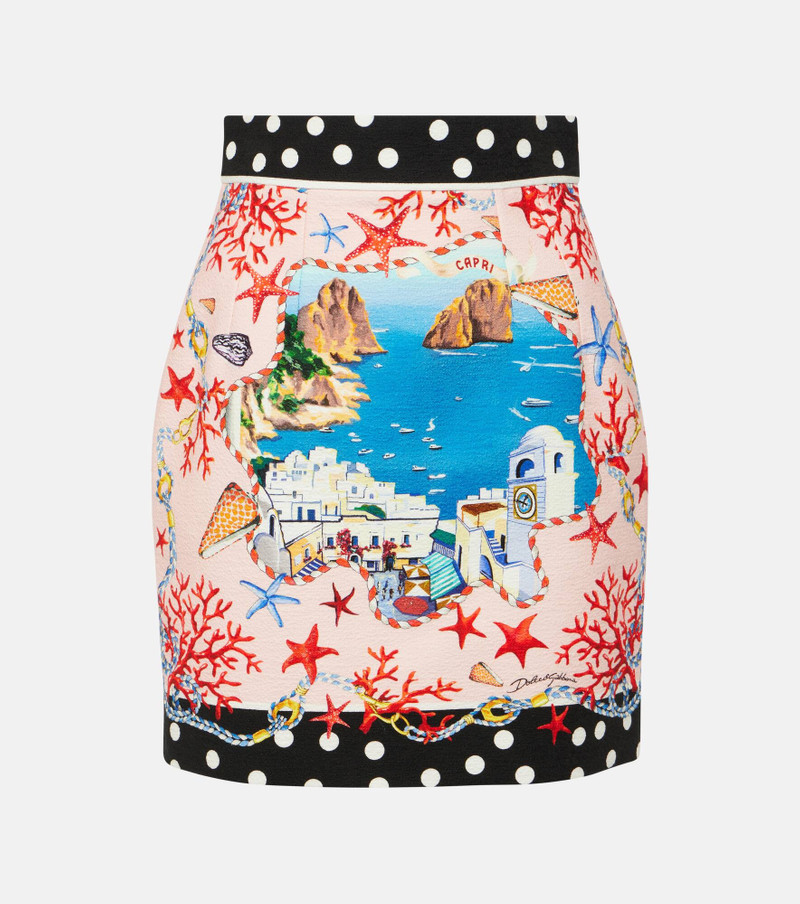 Capri printed cotton miniskirt - 1