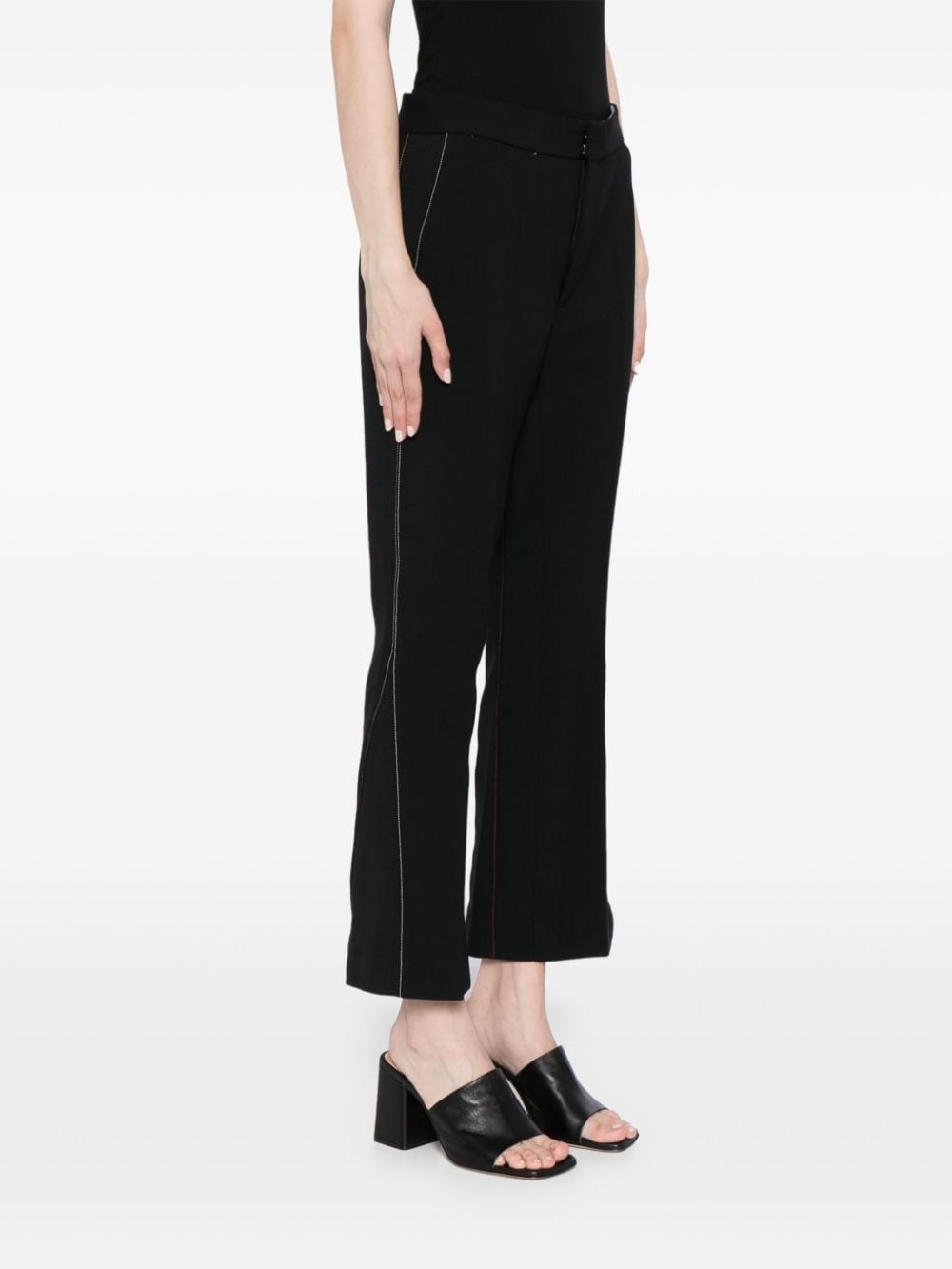 contrast-stitching flared trousers - 3