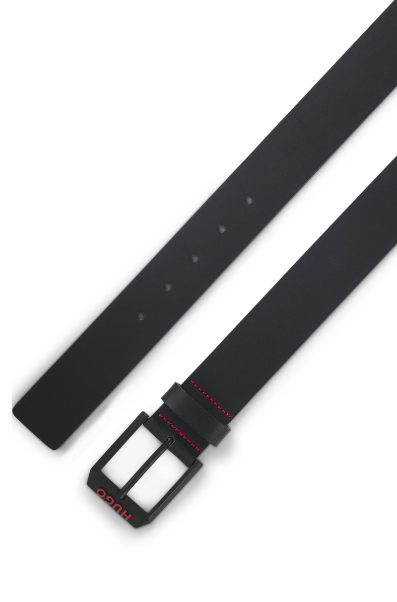 ITALIAN-LEATHER BELT WITH ANGULAR LOGO BUCKLE 3