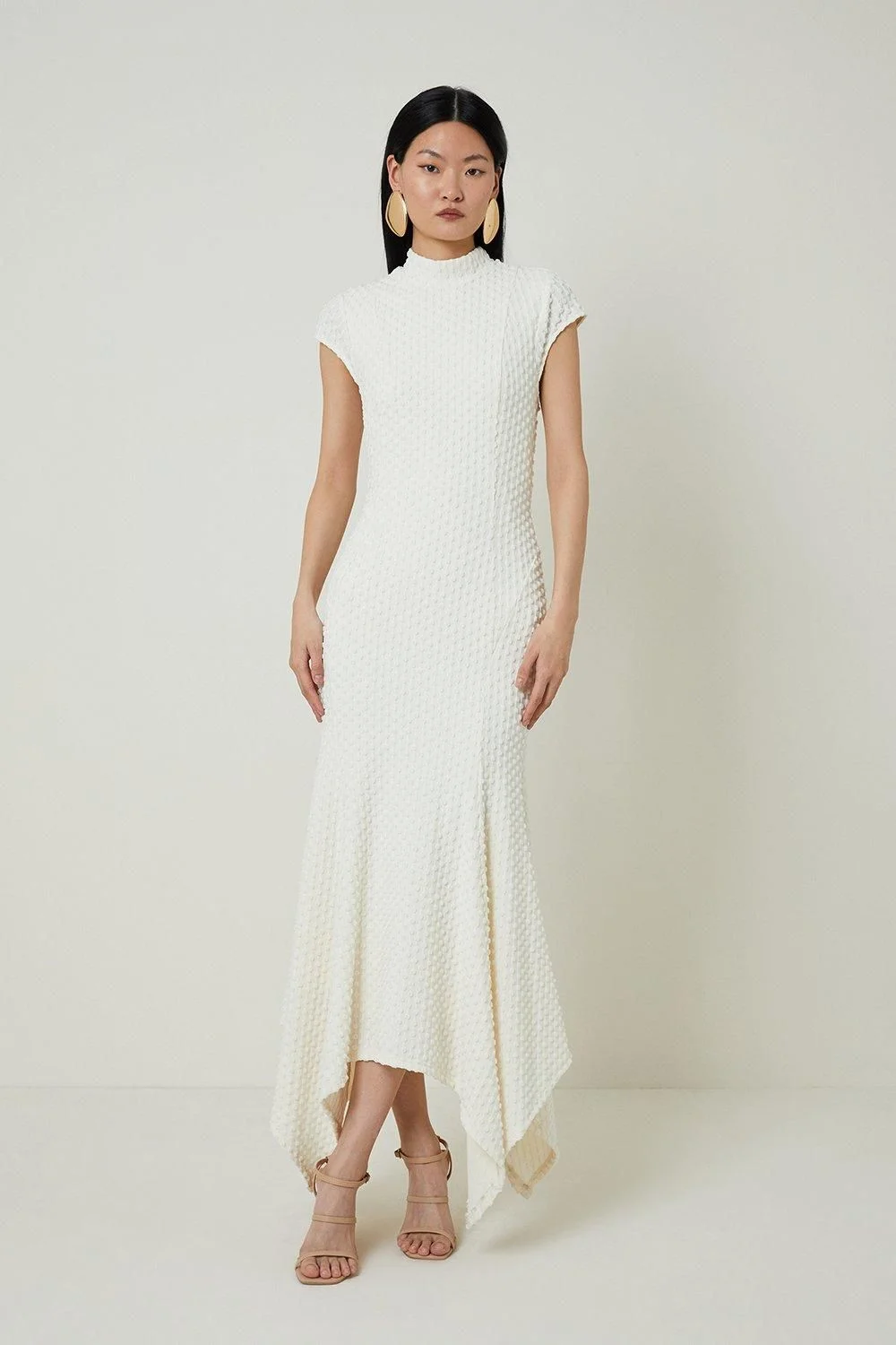 Textured Jersey Dramatic Hem Maxi Dress - 1
