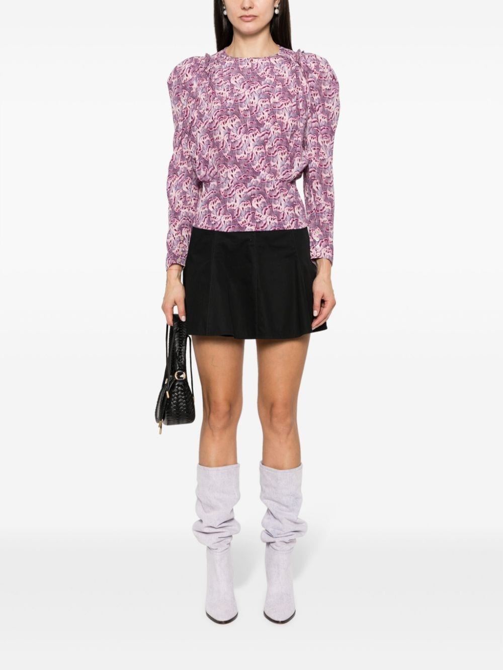 graphic-print silk-blend blouse - 2