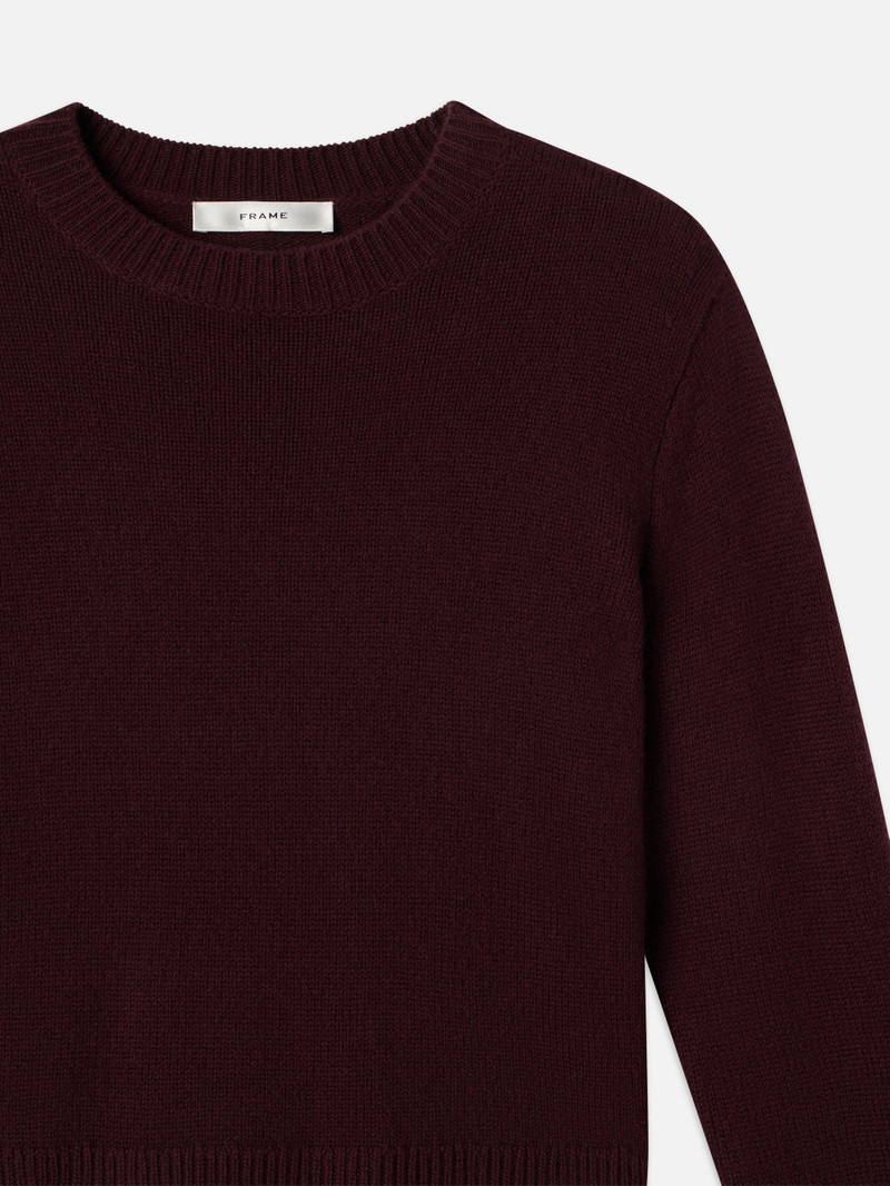 FRAME Cashmere Clean Crew in Deep Burgundy outlook