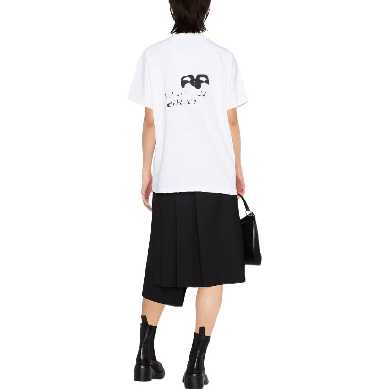 (WMNS) Balenciaga Hand-Drawn BB Icon T-shirt Medium Fit 'White' 612965TNVN49040 - 3