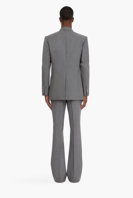 Heather gray wool blazer with double-breasted silver-tone buttoned closure - 3