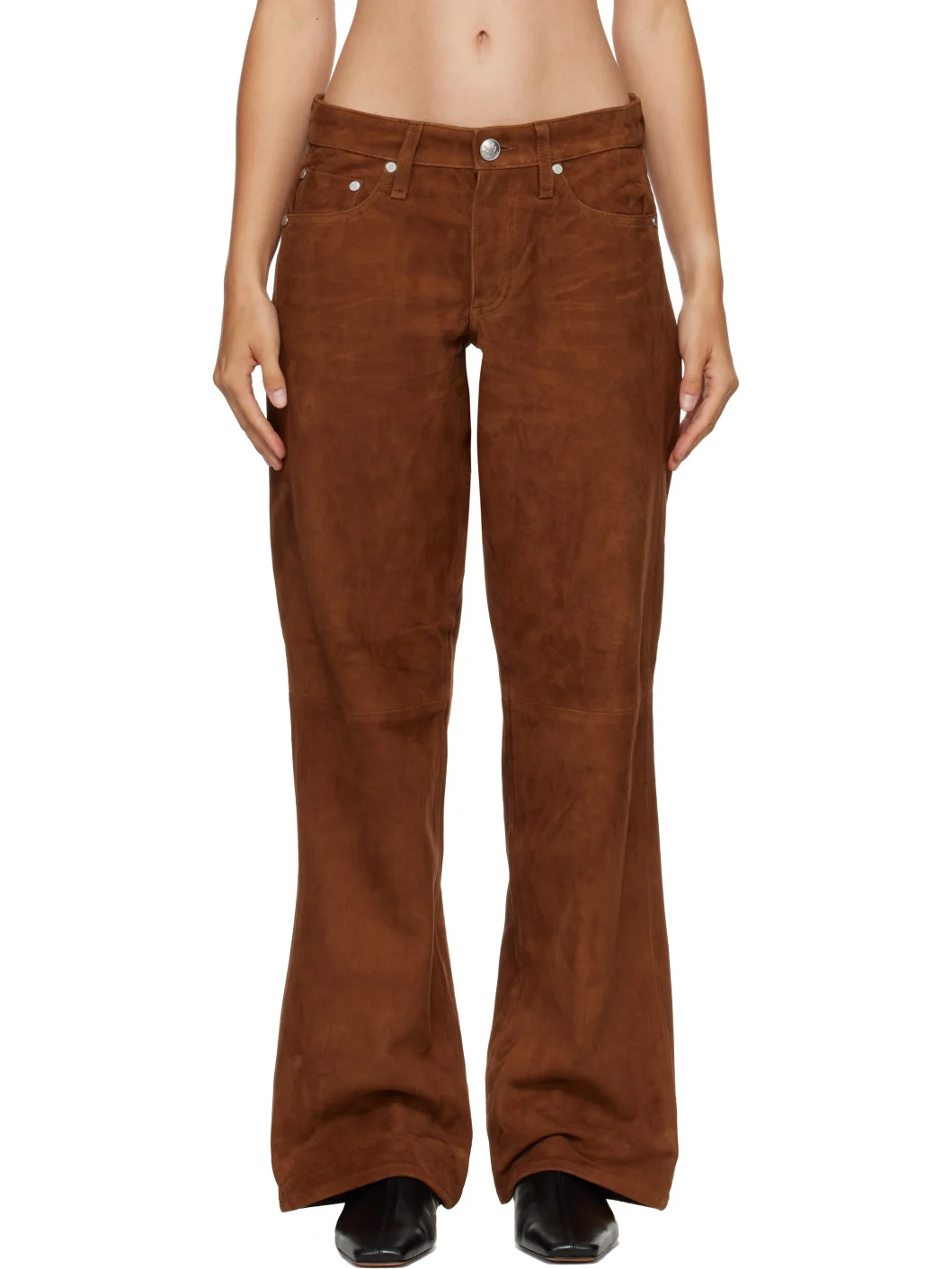 Brown Cam Suede Pants - 1