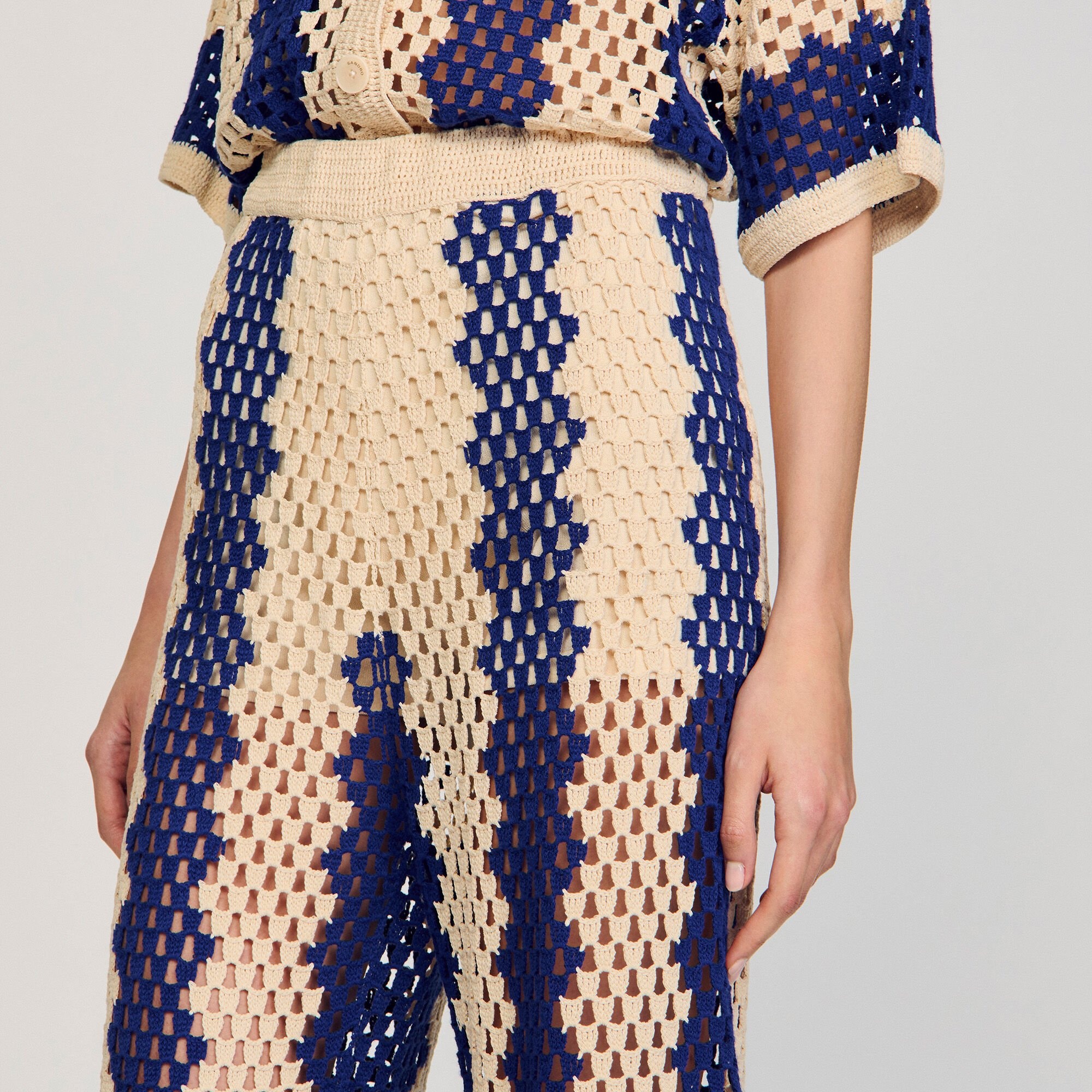 TWO-TONE OPEN WEAVE PANTS - 3