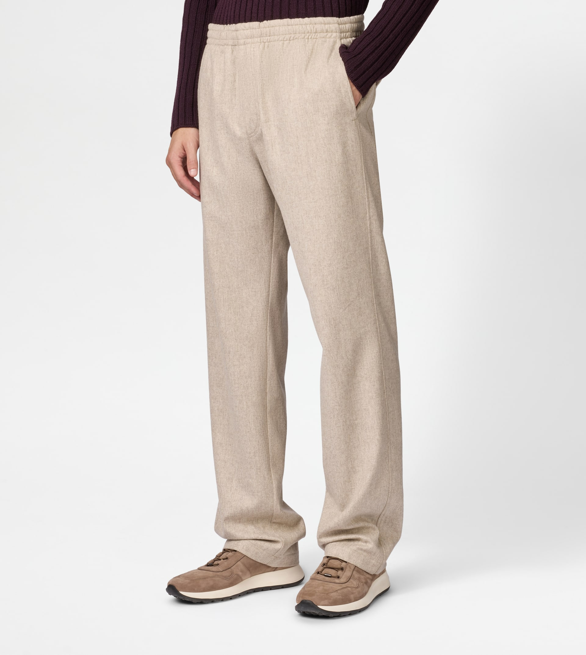JOGGING PANTS IN CASHMERE BLEND JERSEY - BEIGE - 3