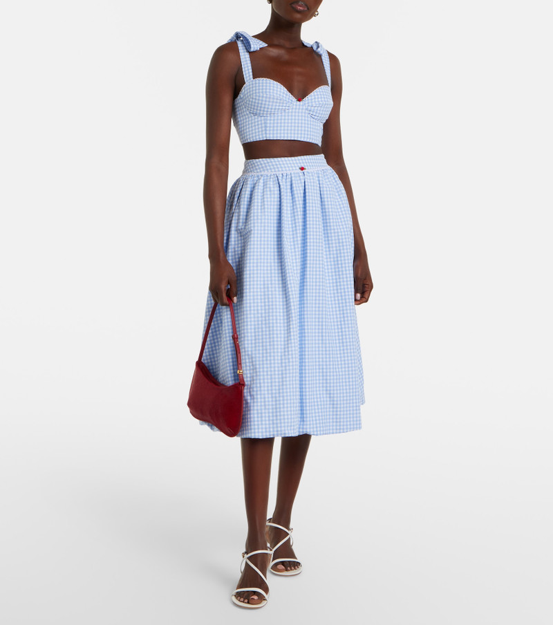 BANANHOT Alba gingham cotton poplin midi skirt outlook