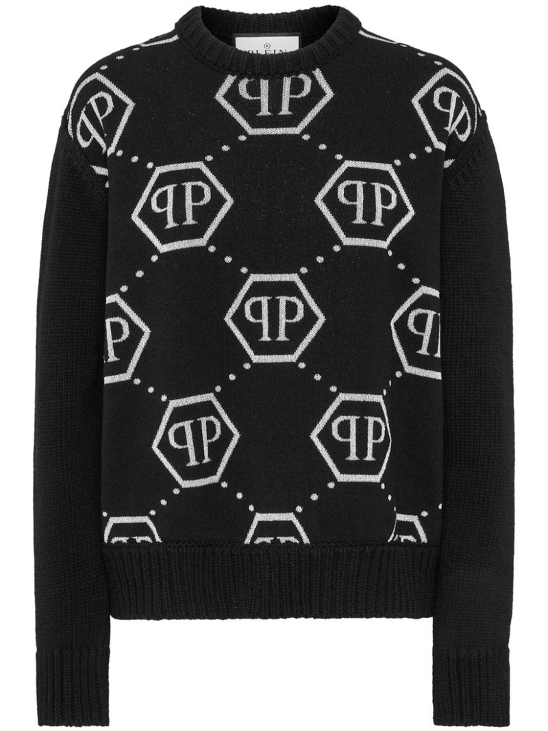 intarsia-knit logo jumper 1