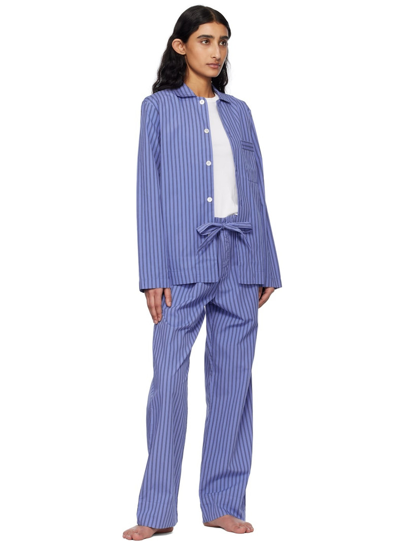 TEKLA Blue & Black Poplin Long-Sleeved Pyjama Shirt outlook