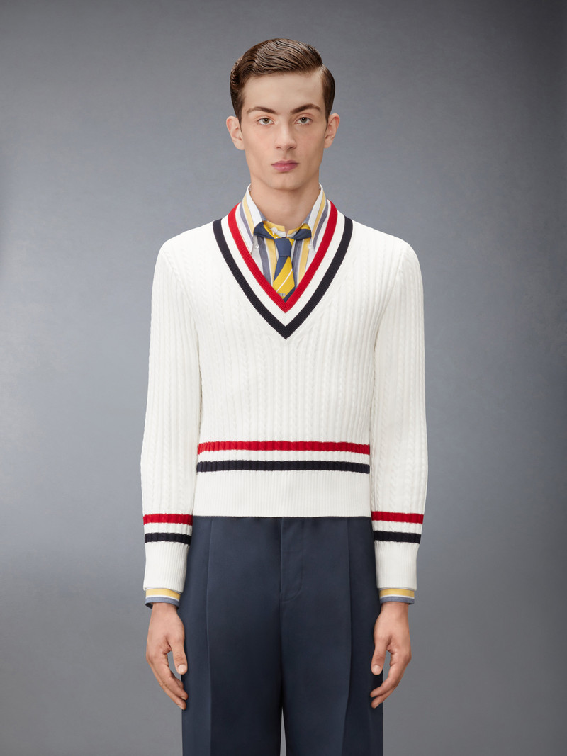 Thom Browne RWB STRIPE CRICKET PULLOVER outlook