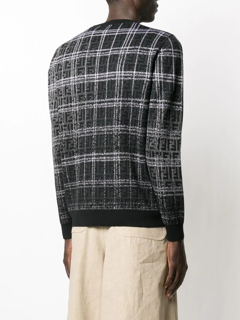 jacquard FF motif check jumper - 4