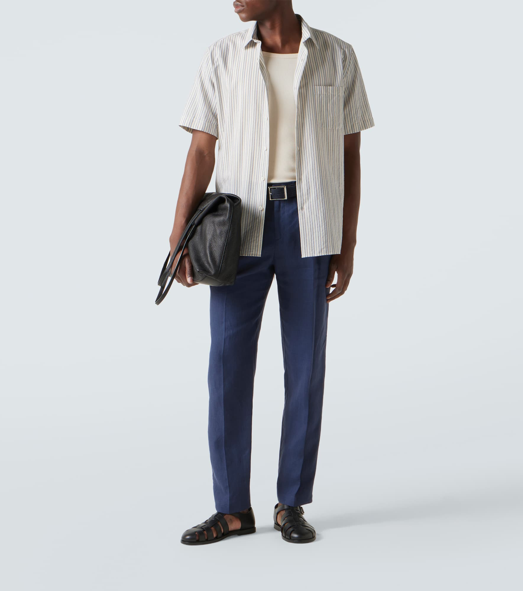 Pleated linen straight pants - 2
