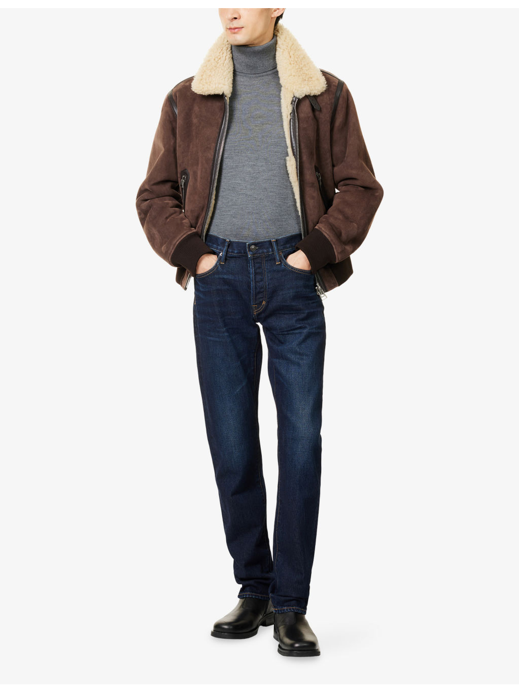 Regular-Fit Straight-Leg Denim Blend Jeans - 2