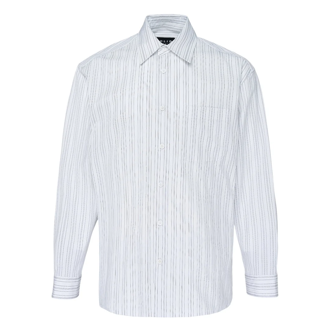 Long Sleeve Stripe Office Shirt - 1