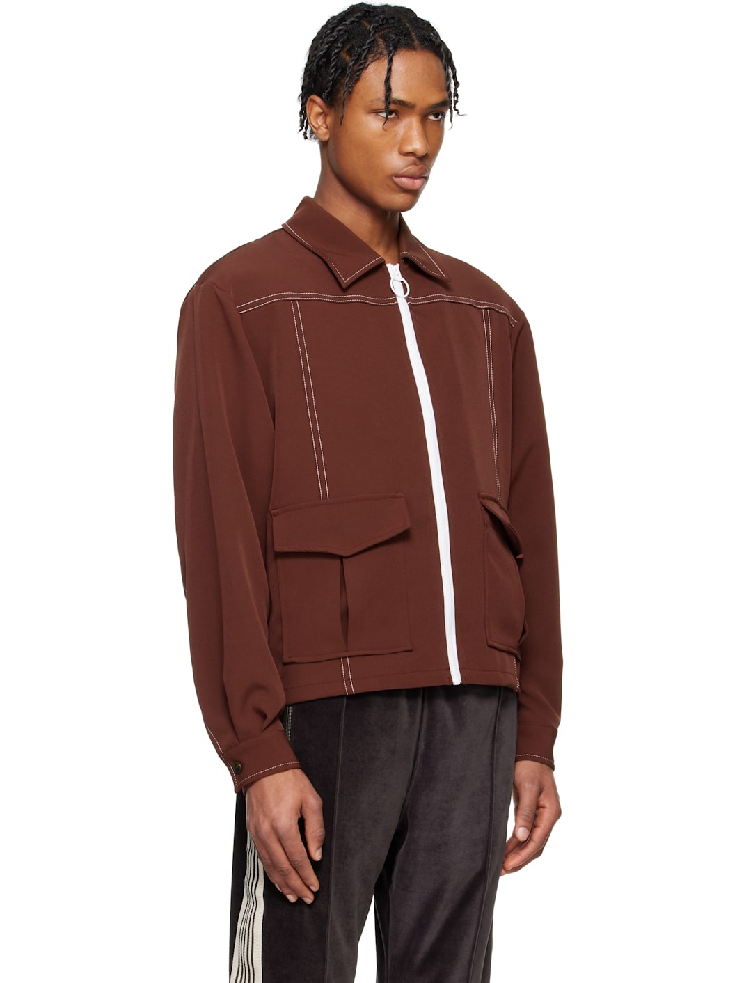 Brown Stitched Sport Jacket - 2