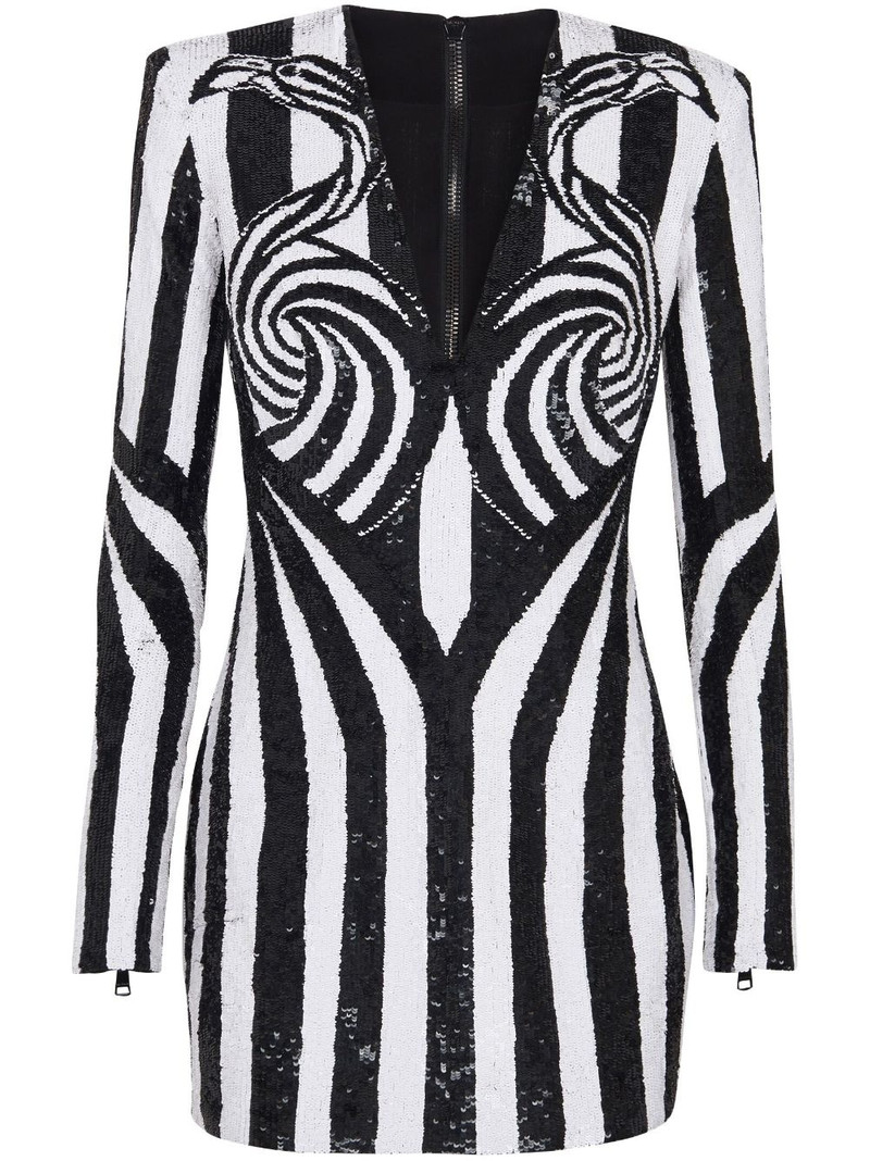 embroidered stripe 짧은 드레스 1