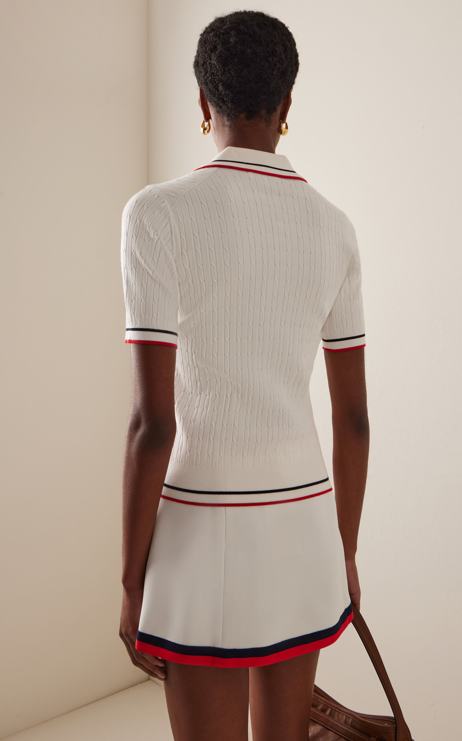 Cable-Knit Polo Shirt white - 4