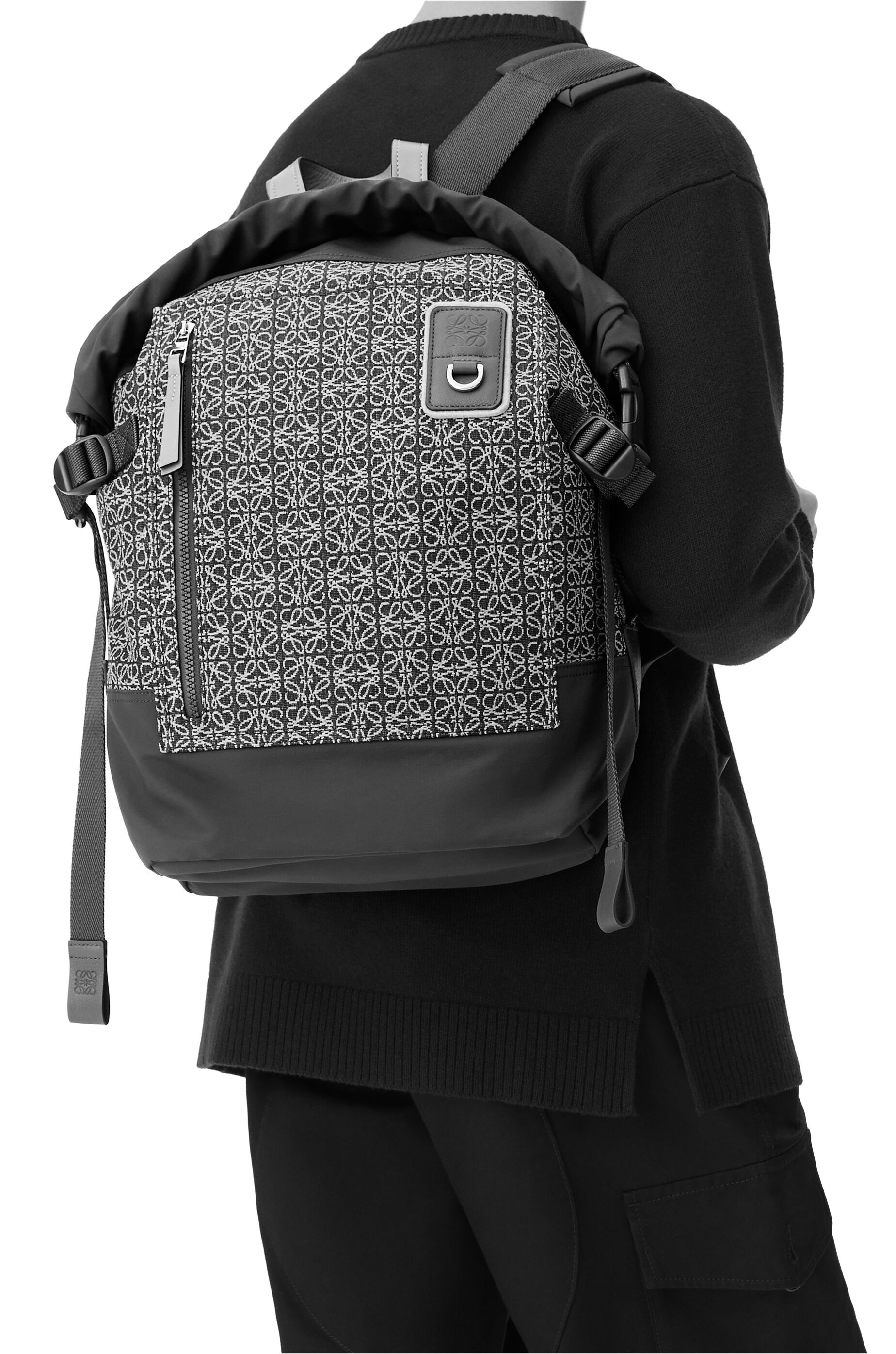 Roll Top backpack in Anagram jacquard and nylon - 2