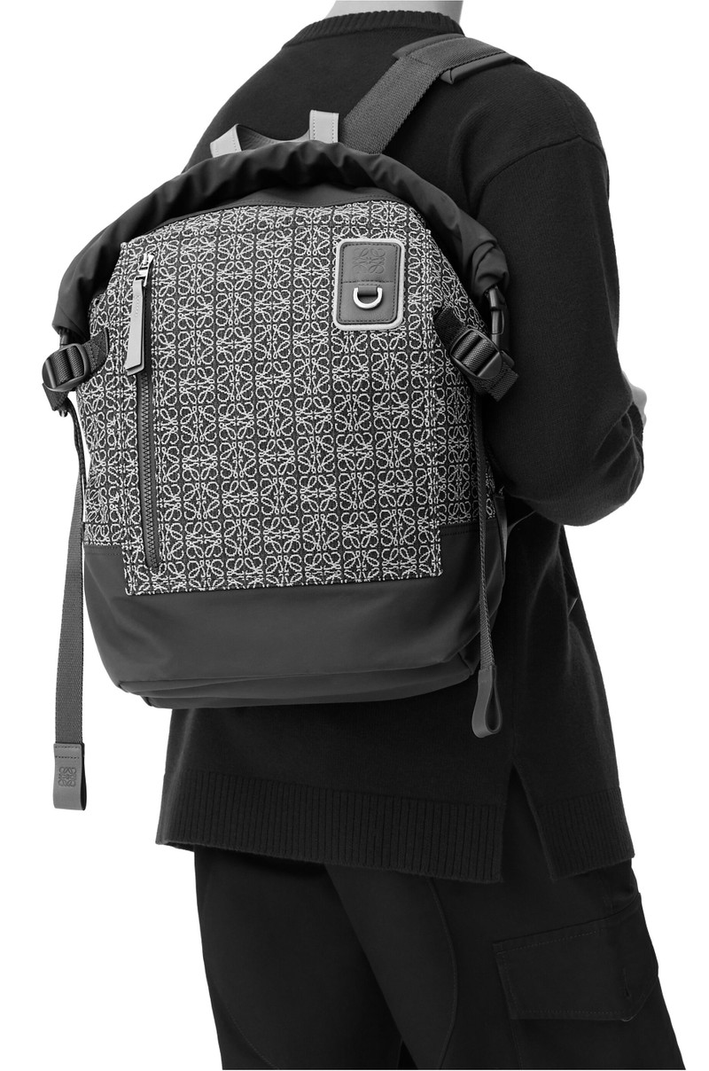 Roll Top backpack in Anagram jacquard and nylon 2