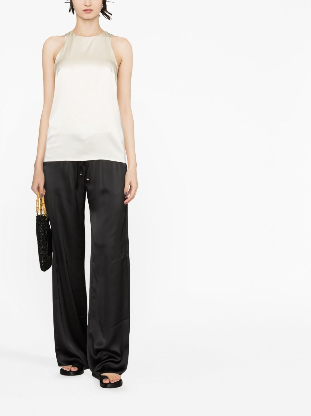 twist-detail racerback silk top - 3