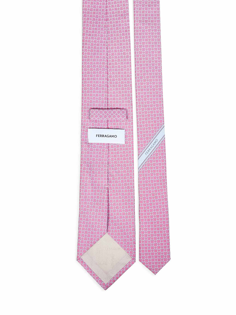 FERRAGAMO Pink Gancini silk twill Carato tie outlook