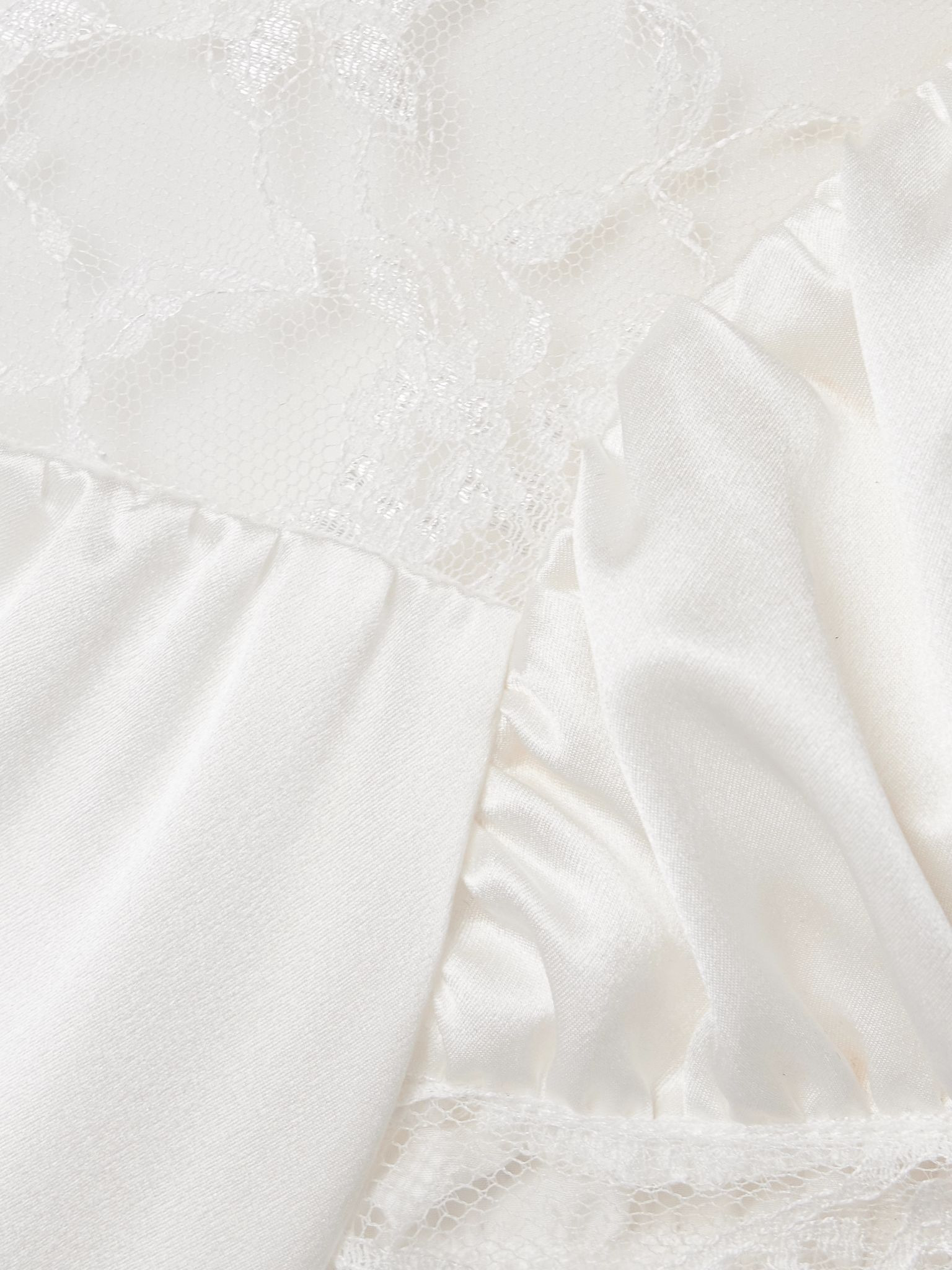 Lace-trimmed silk-satin midi dress Off-white - 4