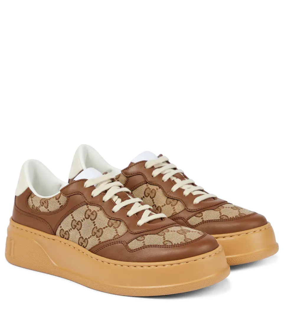 GG Canvas leather-trimmed sneakers - 1