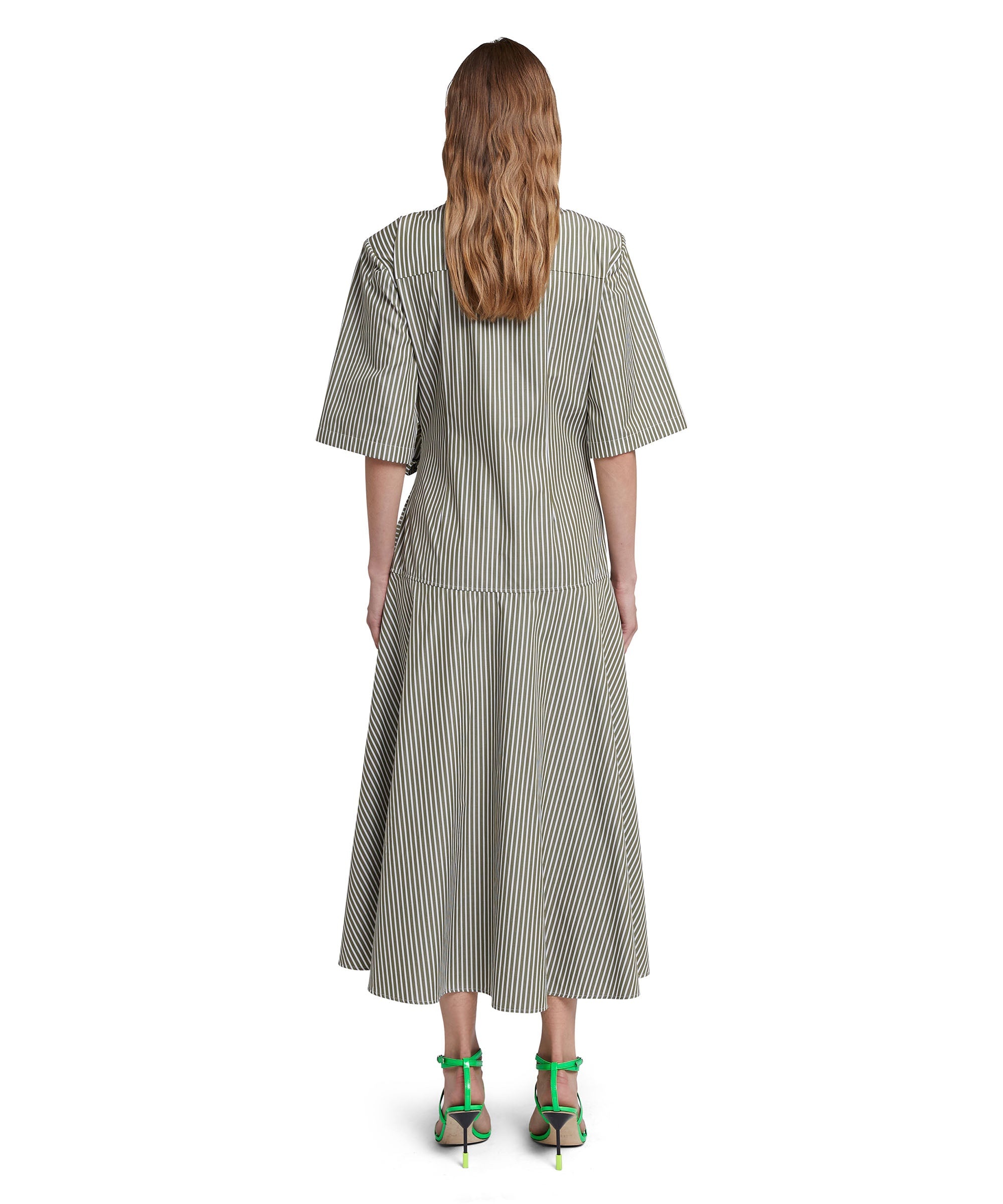 Poplin midi dress with bowed waistline - 3