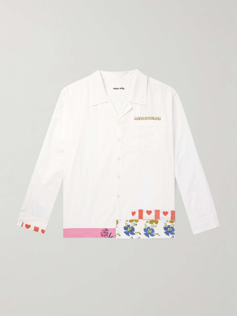 Greetings Camp-Collar Patchwork Cotton-Poplin Shirt 1