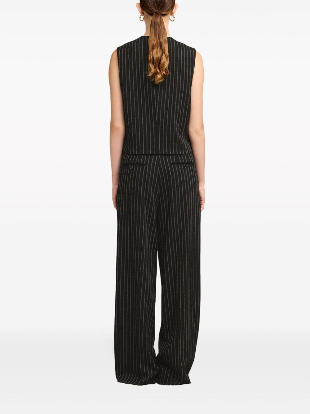 pinstriped crepe vest - 4