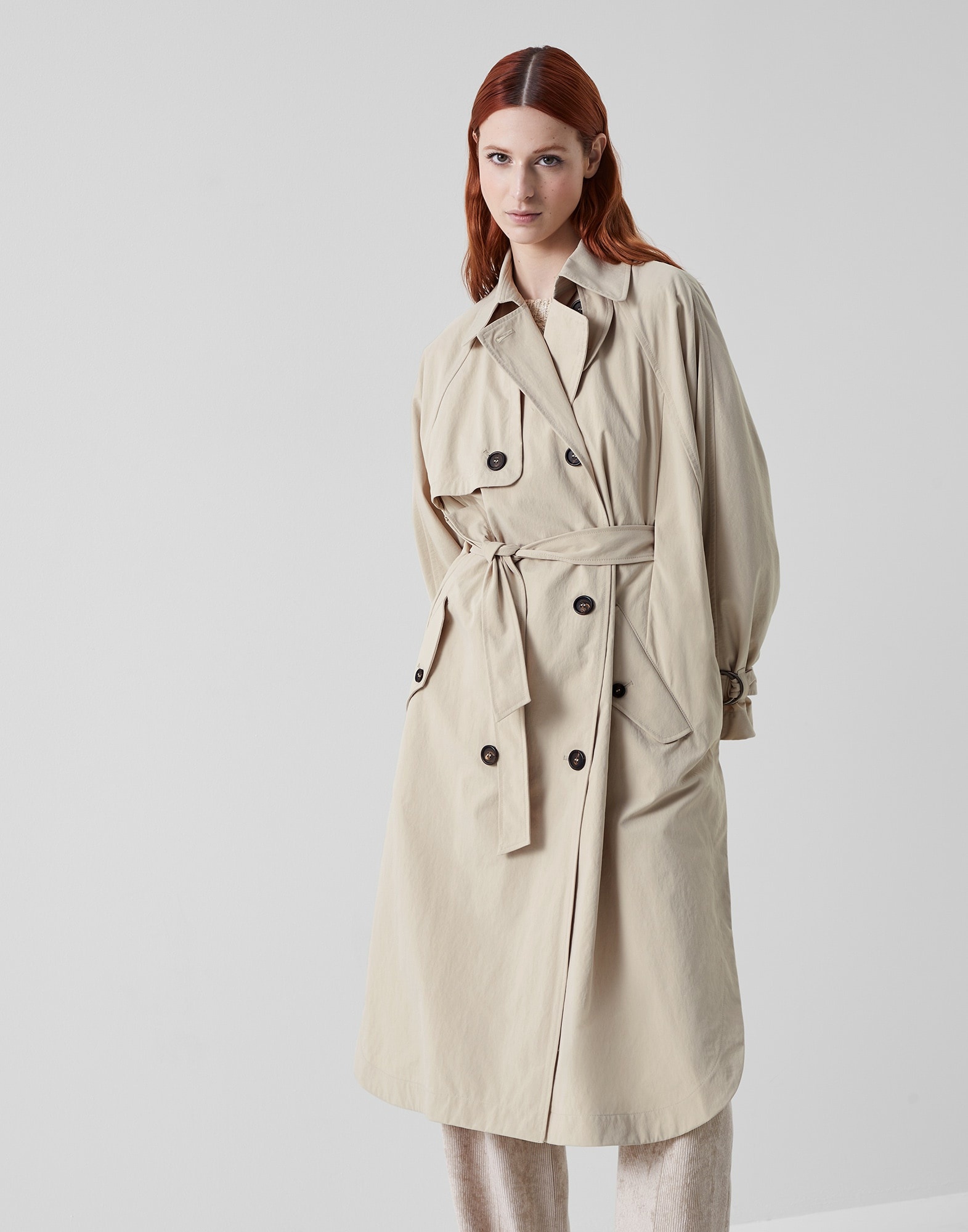 Techno canvas trench with precious button tab - 1