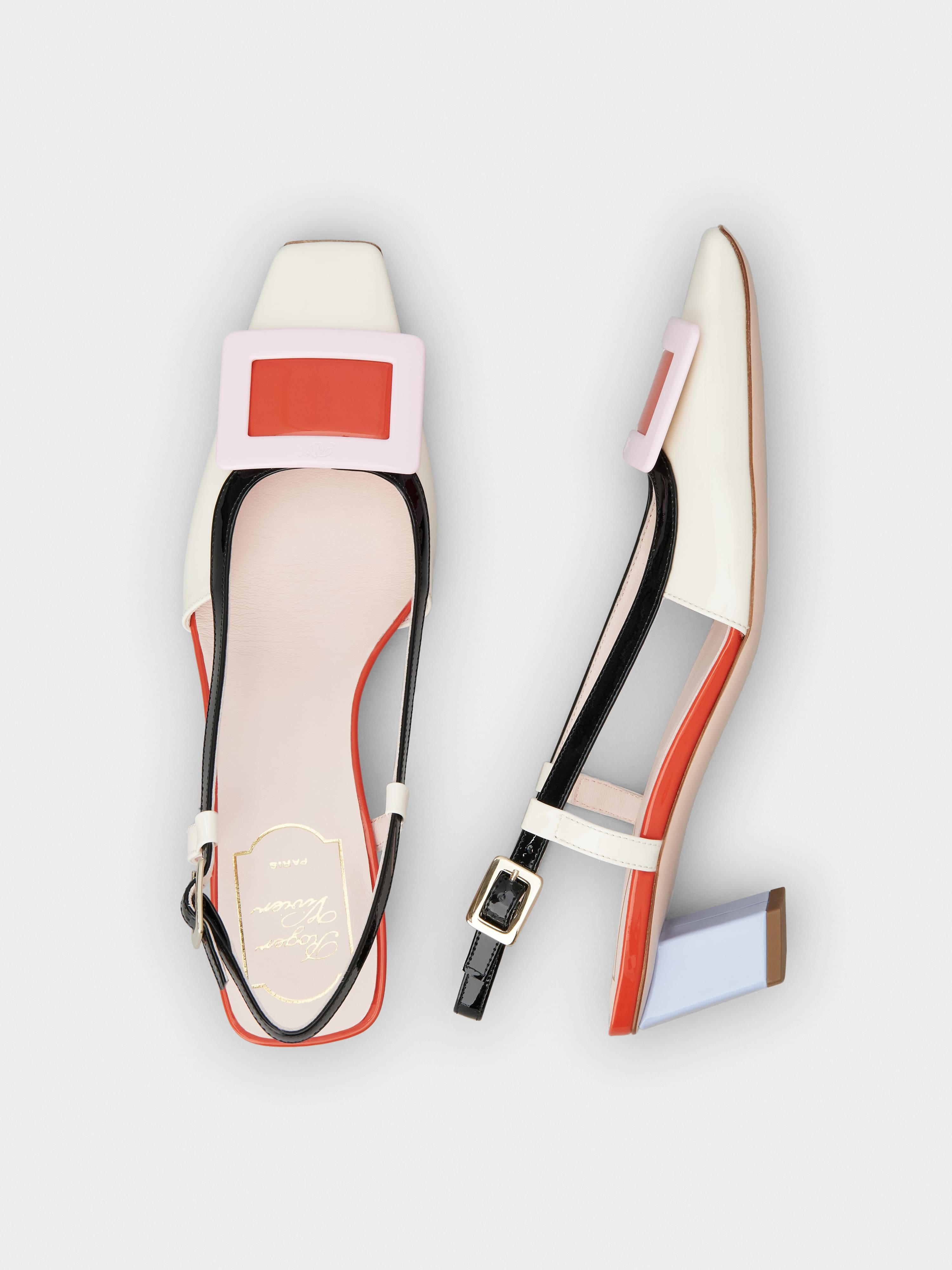 Belle Vivier Covered Buckle Slingback Pumps in Patent Leather - 4