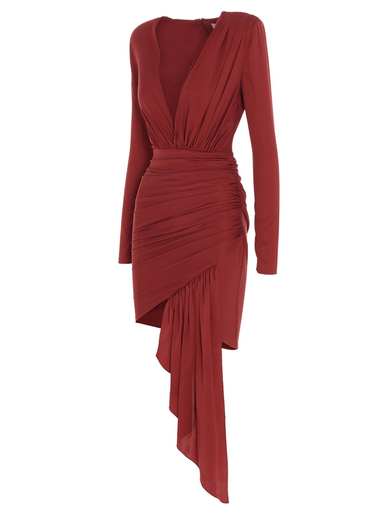 Draped Silk Dress Dresses Red - 2