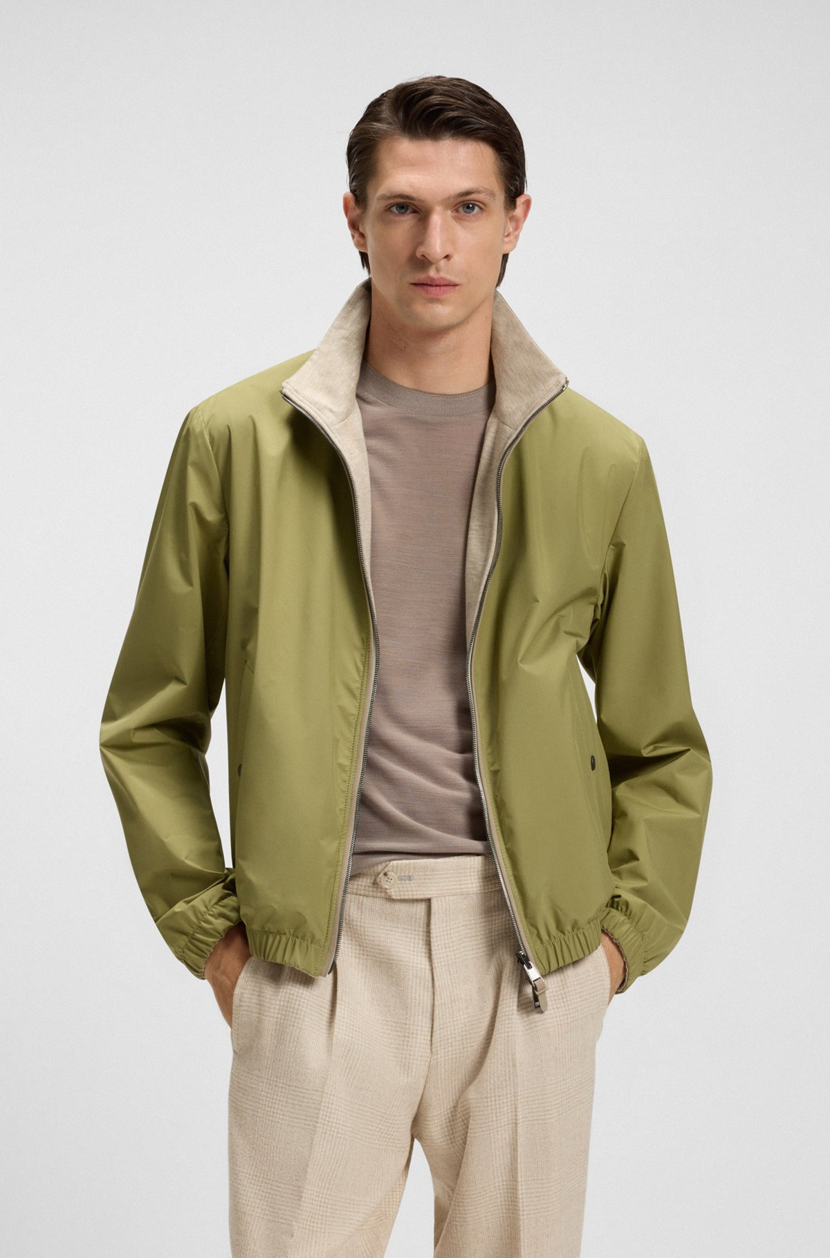 REVERSIBLE ZIP-UP JACKET IN PEACHED FABRIC - 2