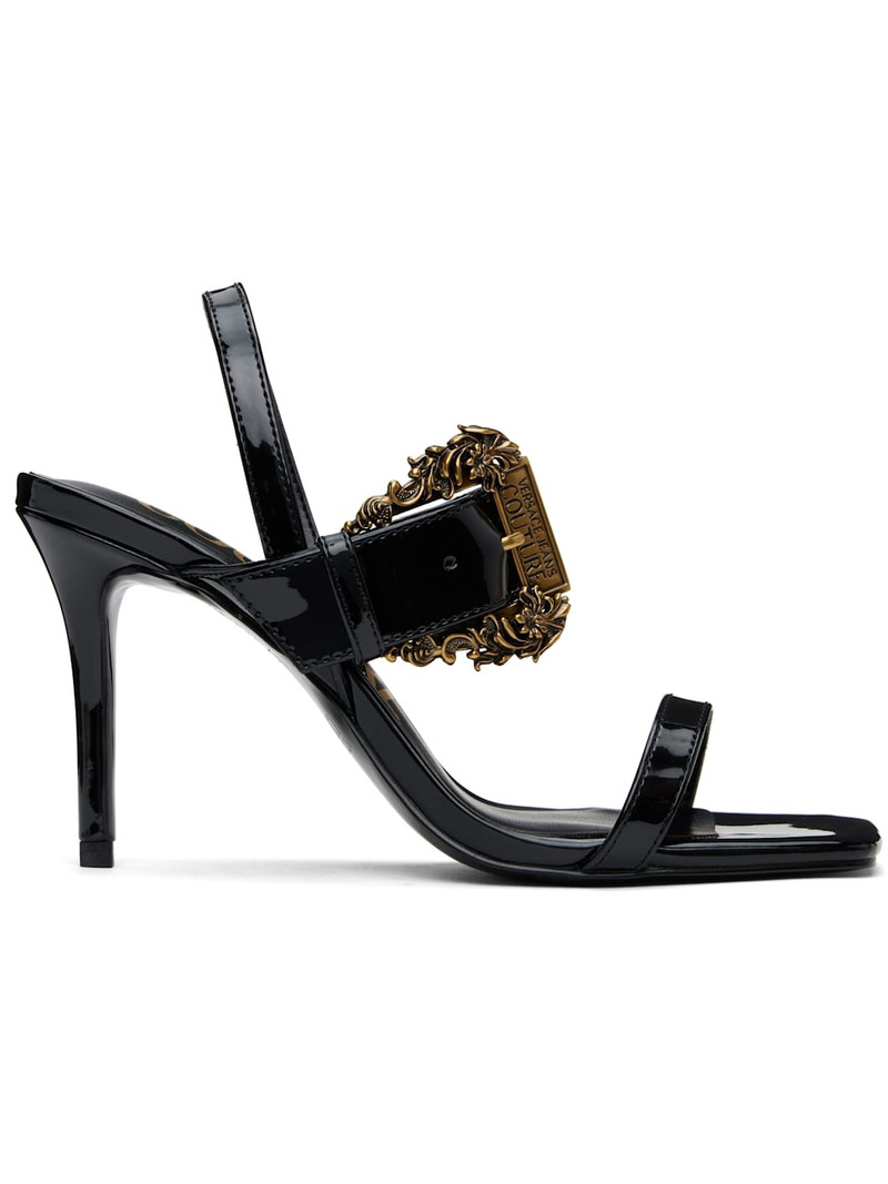 Black Baroque Buckle Patent Emily Heeled Sandals - 1
