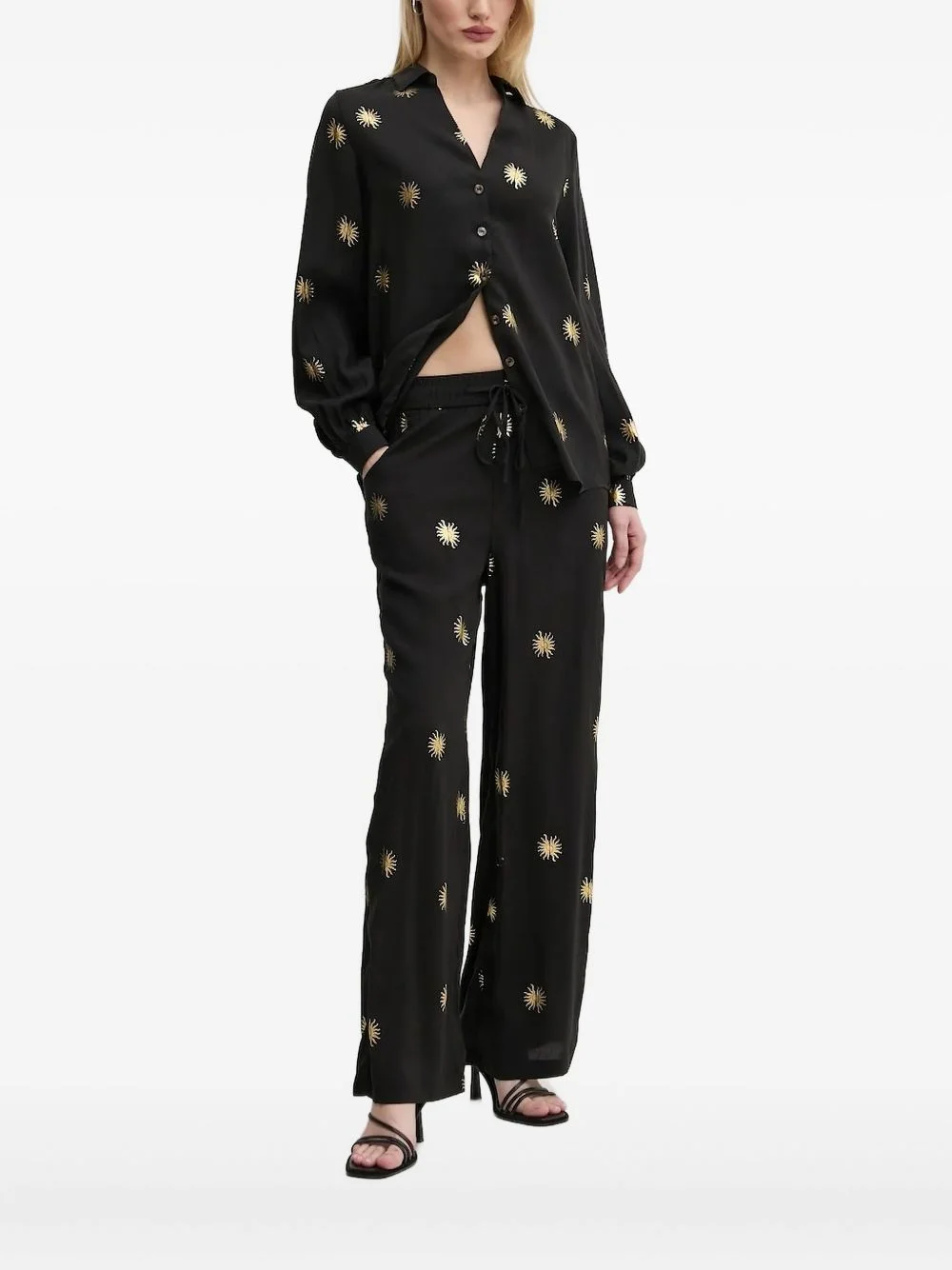 gold-sun embroidered shirt - 1