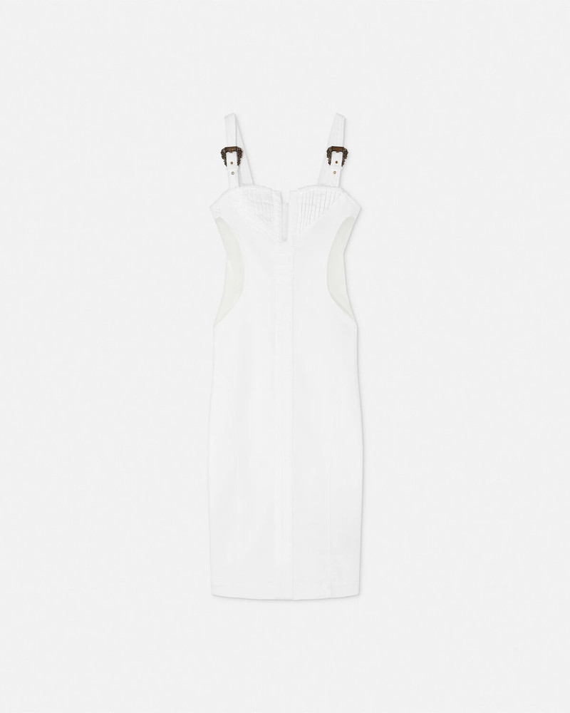 Baroque Buckle Denim Midi Dress - 1