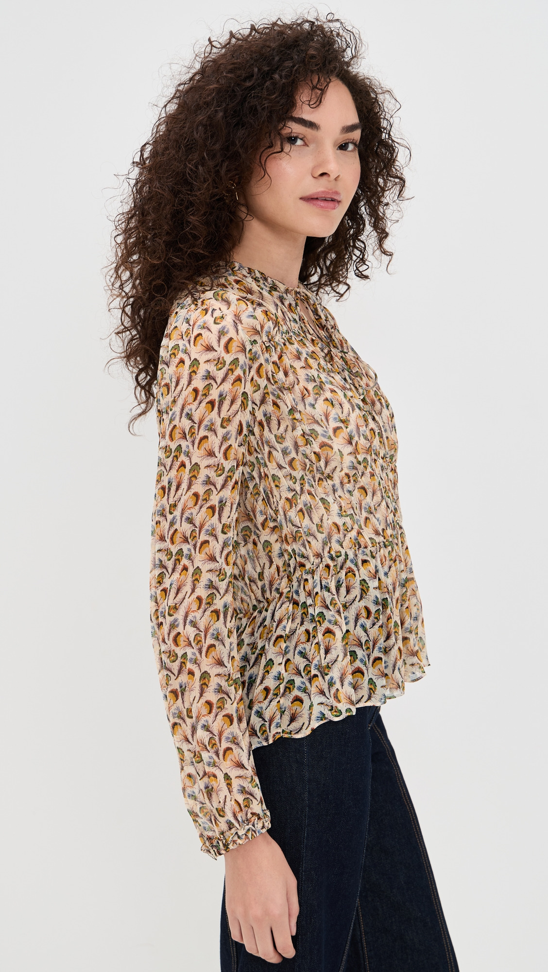 Robbie Silk Long Sleeve Front Tie Blouse - 3