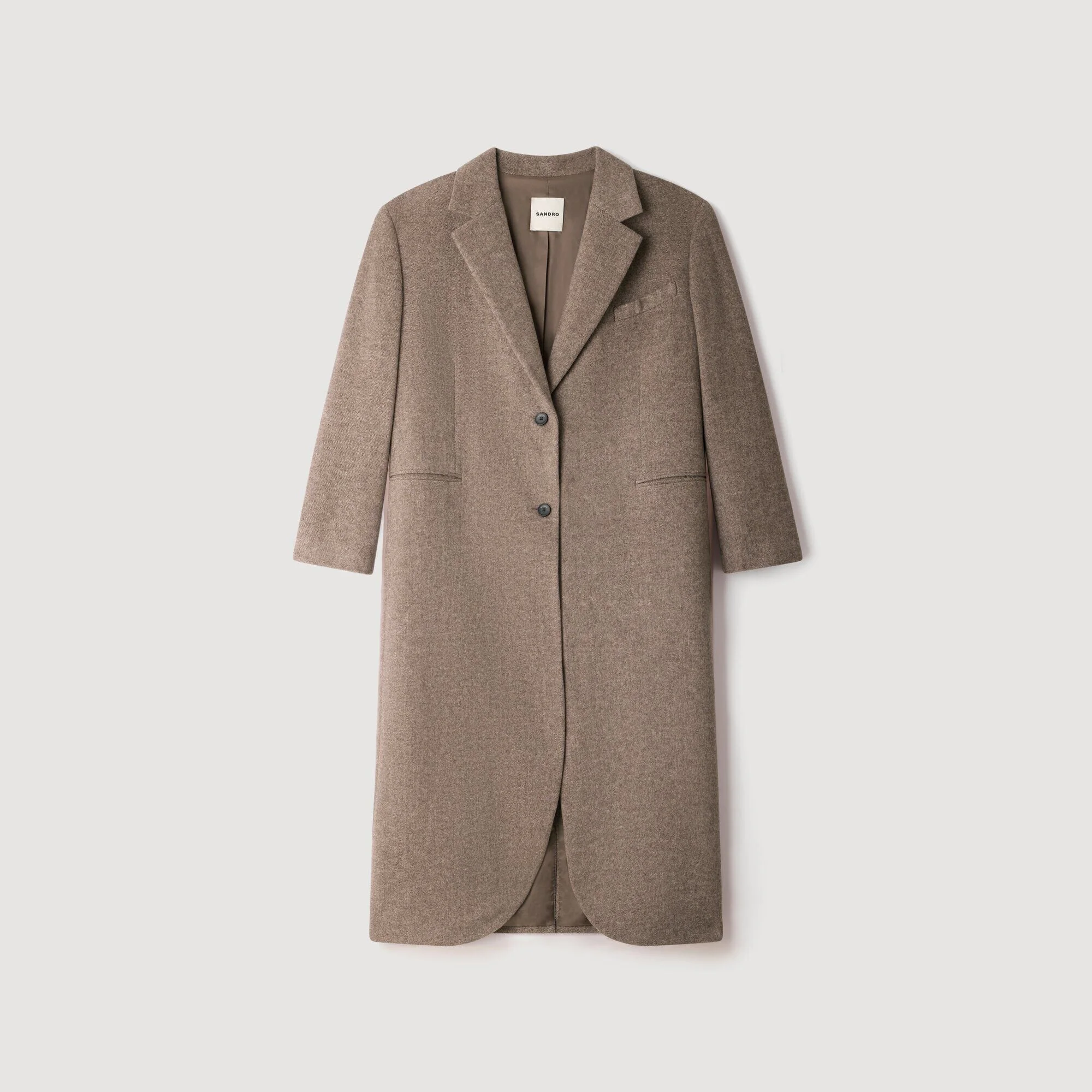 LONG DOUBLE-FACED WOOL COAT - 1