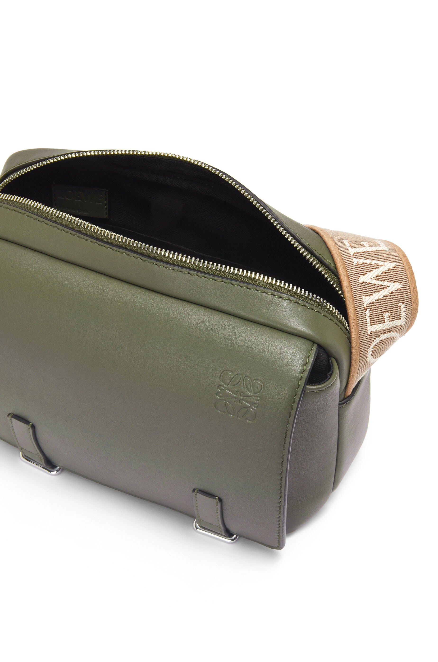 XS Military messenger bag in supple smooth calfskin and jacquard - 4