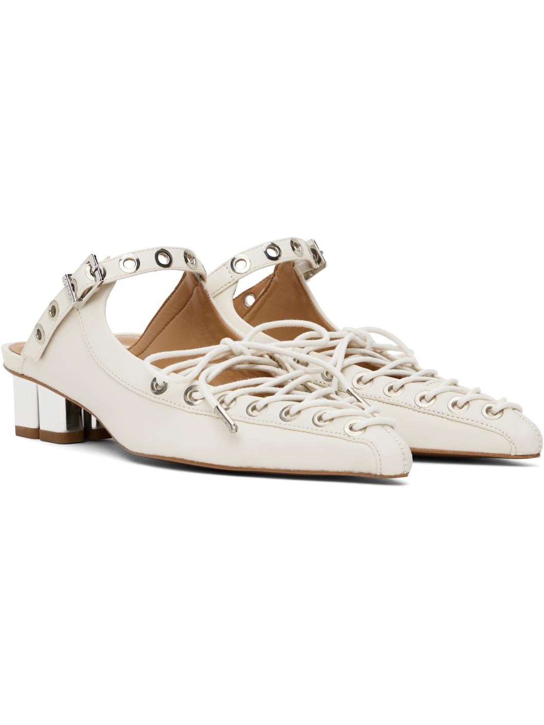 Off-White Lace-Up Mules - 4