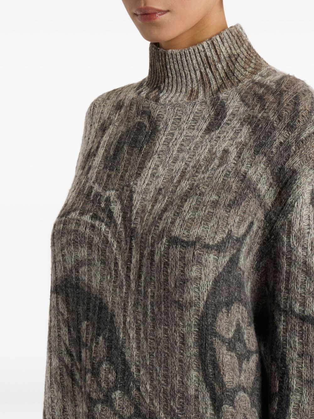 paisley-pattern ribbed sweater - 4