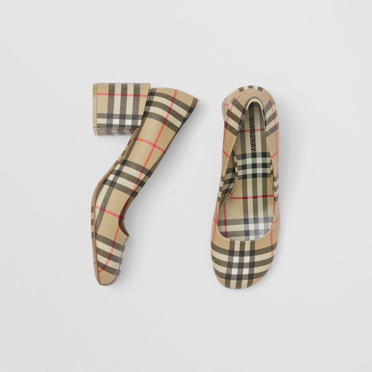 Vintage Check Block-heel Pumps - 6