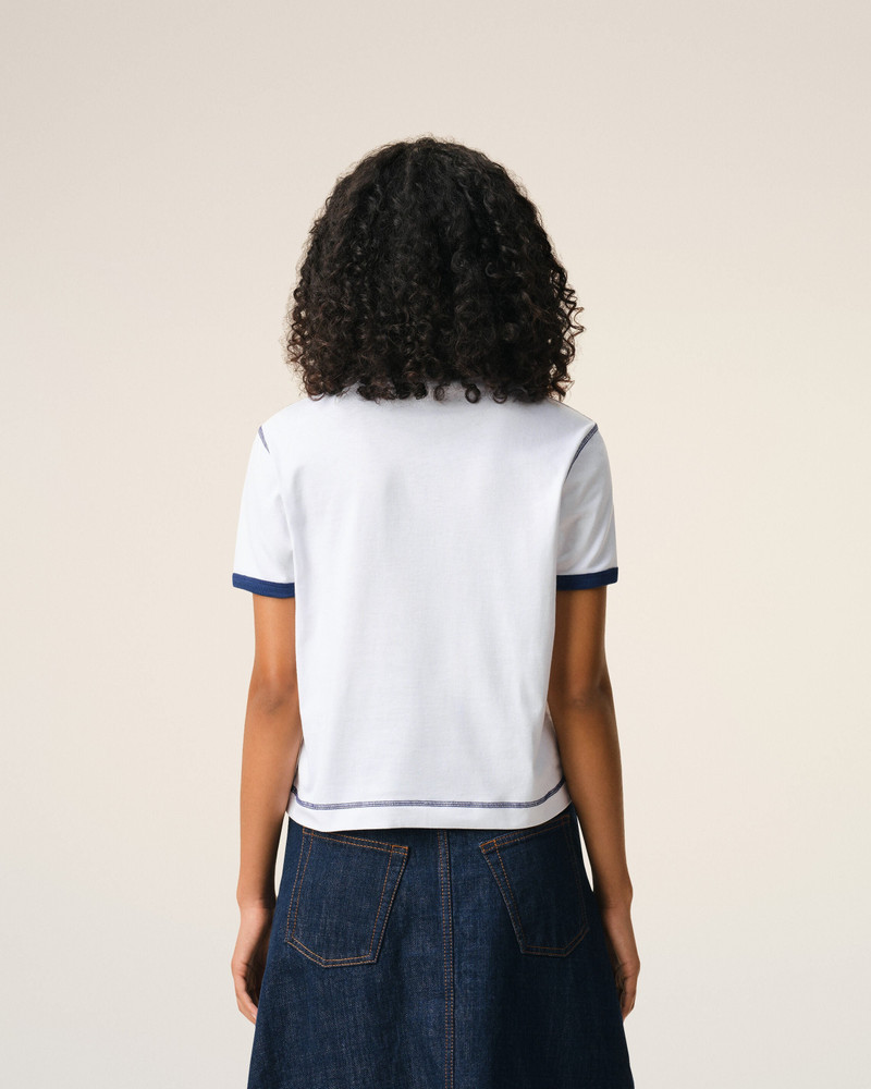 WHITE COTTON AMI DE COEUR KNITTED PATCH T-SHIRT 5