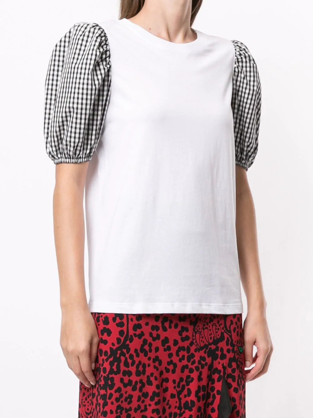 gingham puff sleeve t-shirt - 3